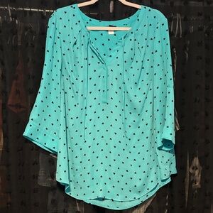 Torrid Teal Black Heart Blouse